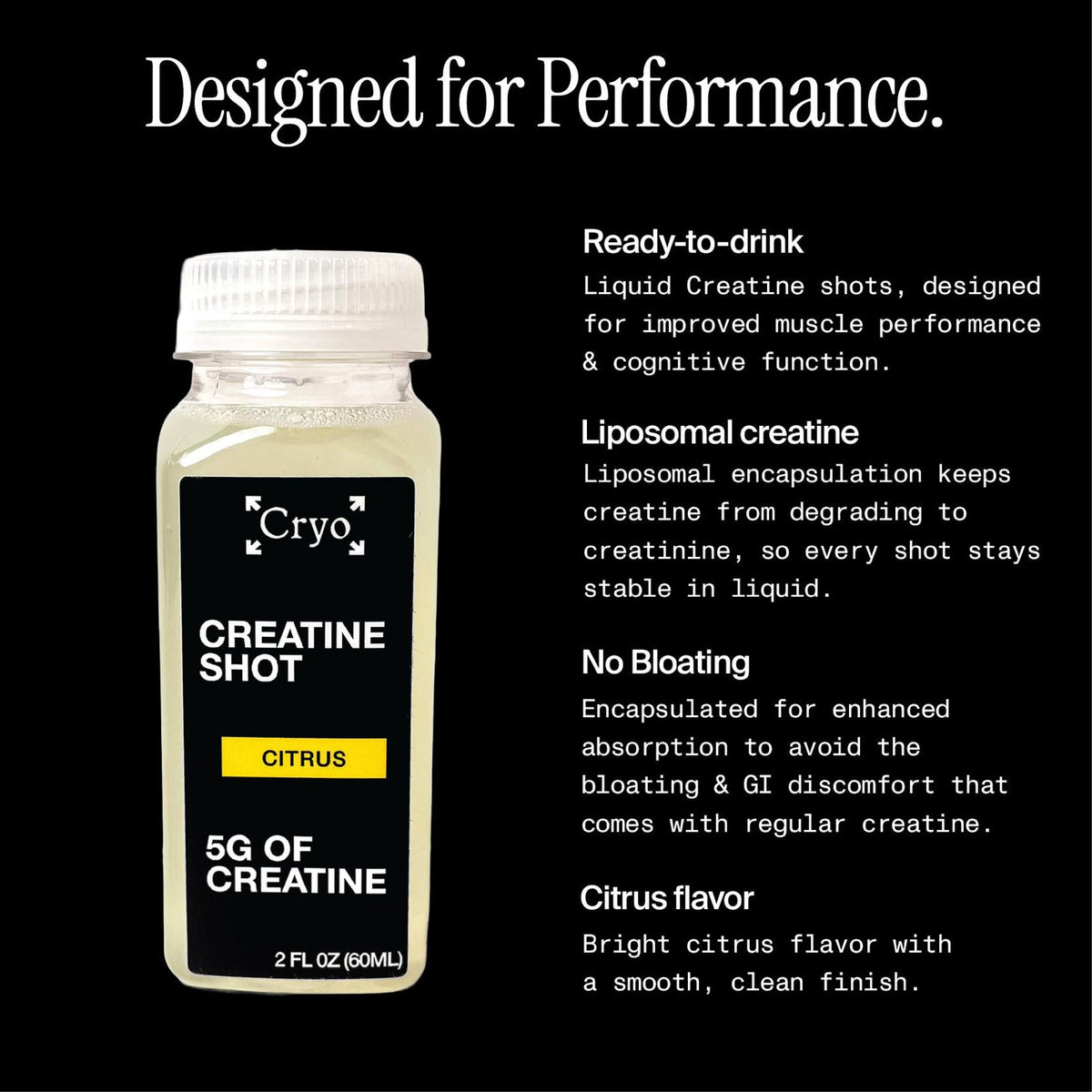 Cryo Liquid Creatine Shots - Citrus Flavor